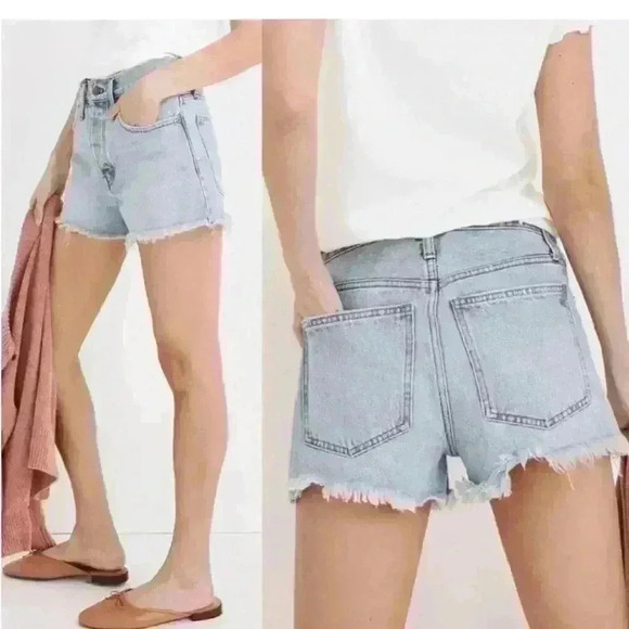 Madewell Distressed Relaxed Denim Shorts in Cedarcroft Wash Women’s 32 - Picture 2 of 10
